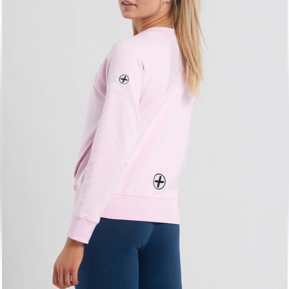 GYM + COFFEE Women’s Chill Crew Long Sleeve Pocket Sweater Pastel Pink Size: S